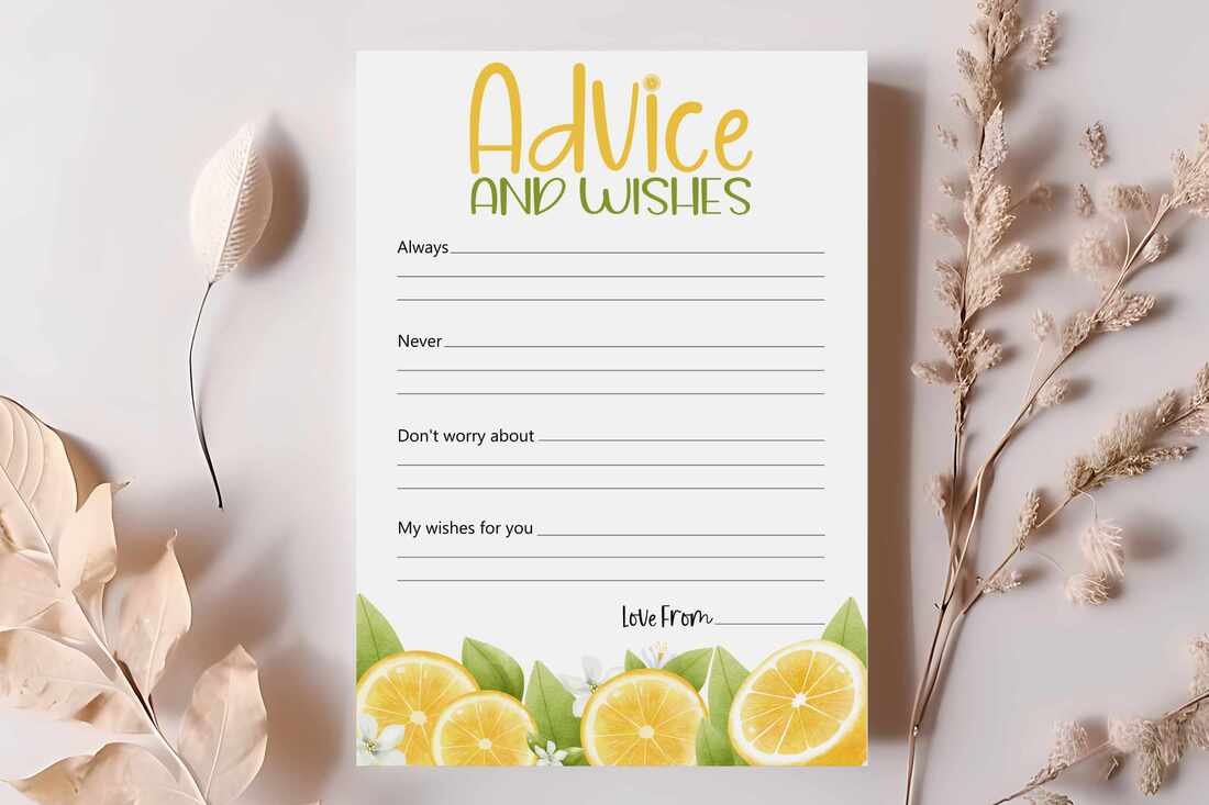 Advice and wishes printable game cards
