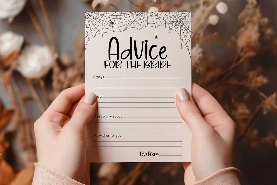 Halloween advice to new bride game card