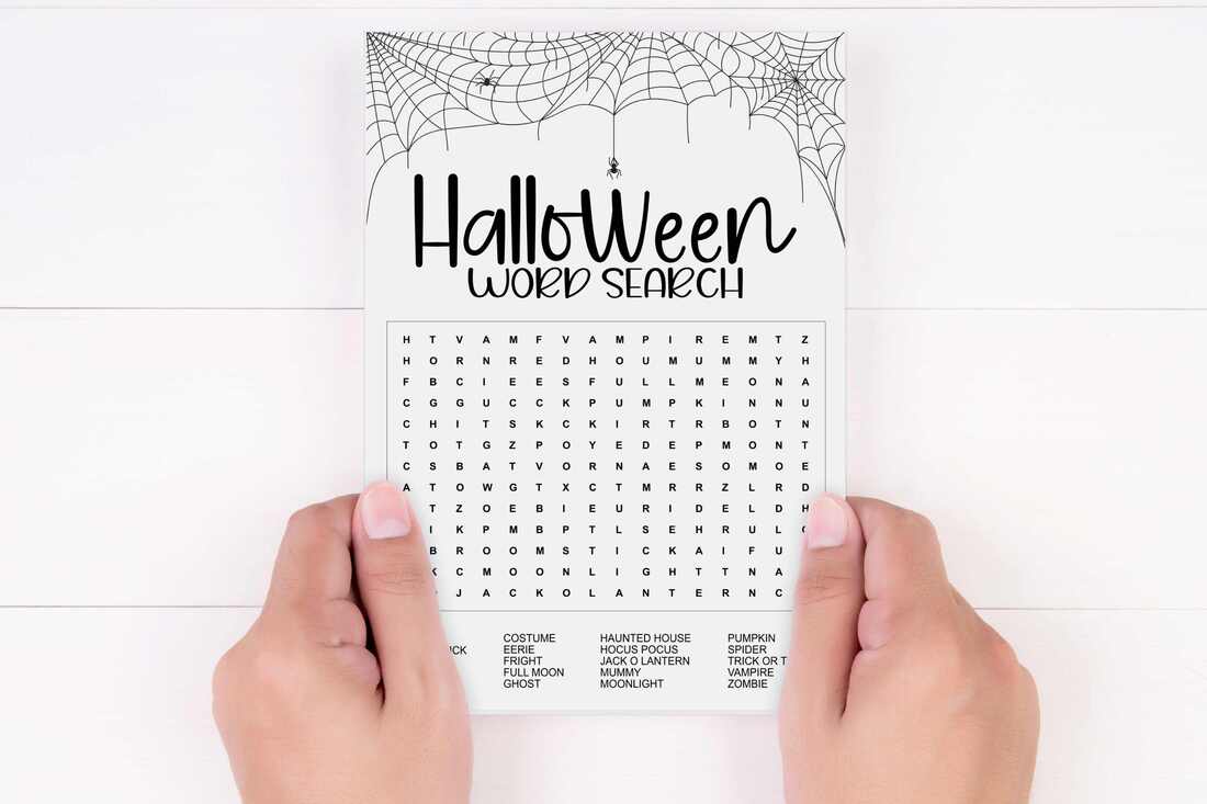 Halloween word search card