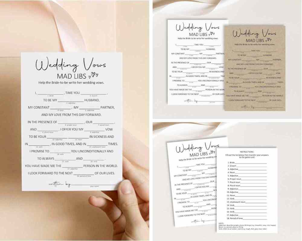 How to Play the Wedding Vow Mad Libs Game (including printables!) - For  Every Hen