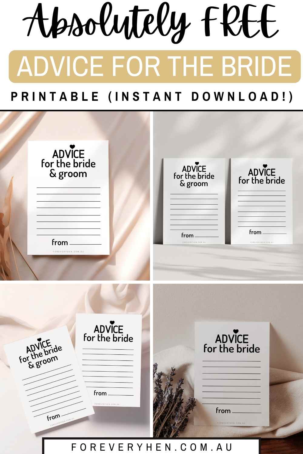 Absolutely FREE Advice for the Bride printable
