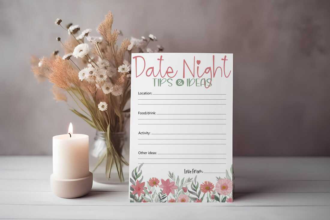Date night game cards - pink florals