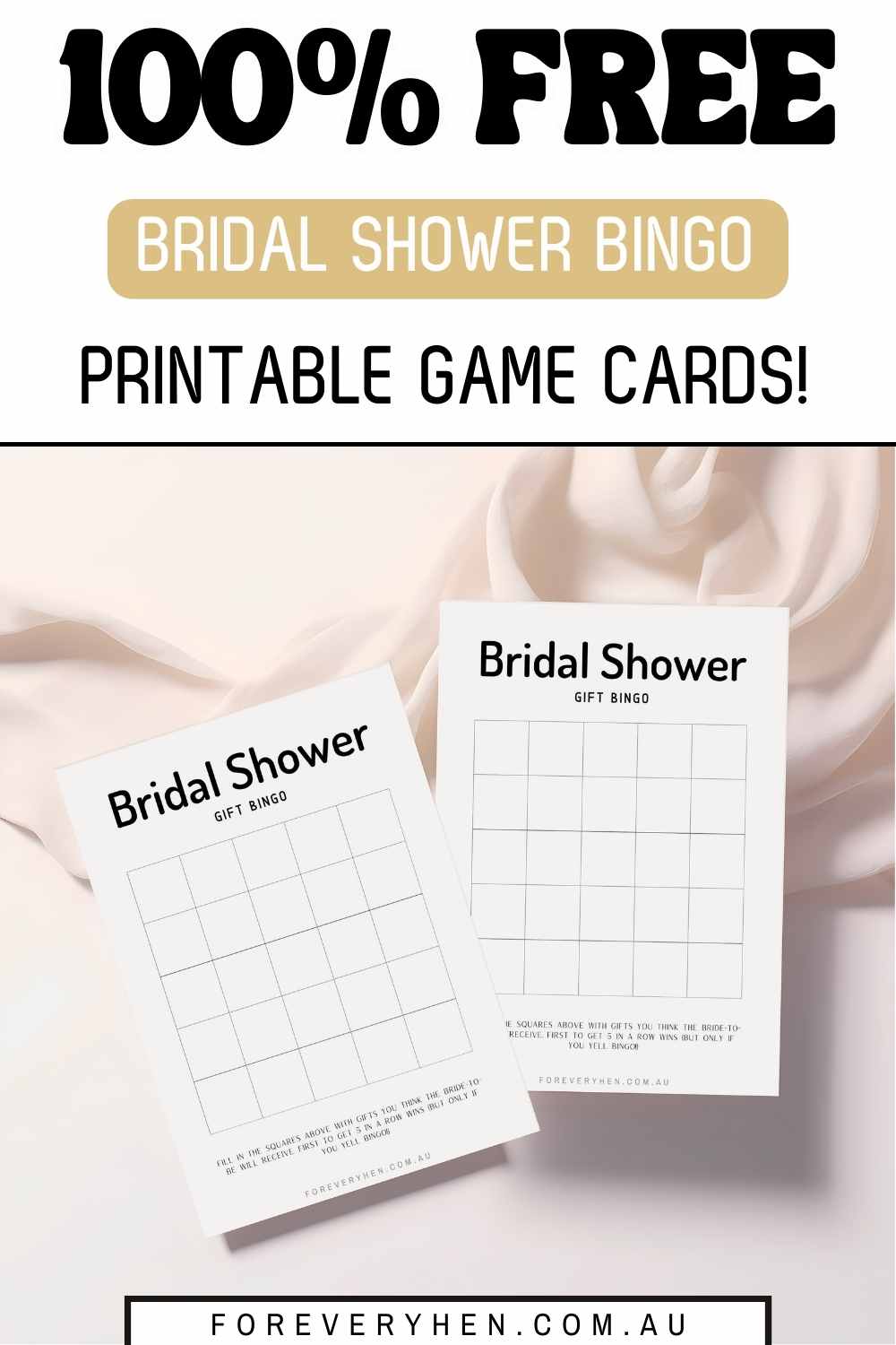 100% Free bridal shower bingo printable game cards