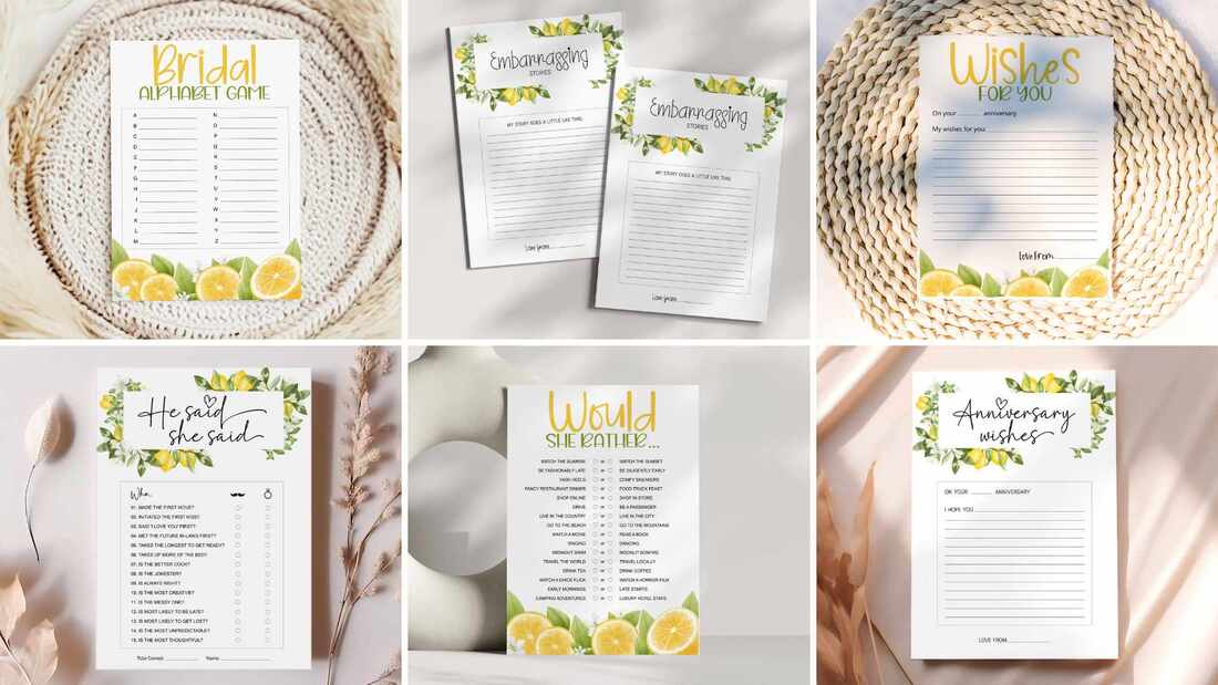 Lemon themed printable collection