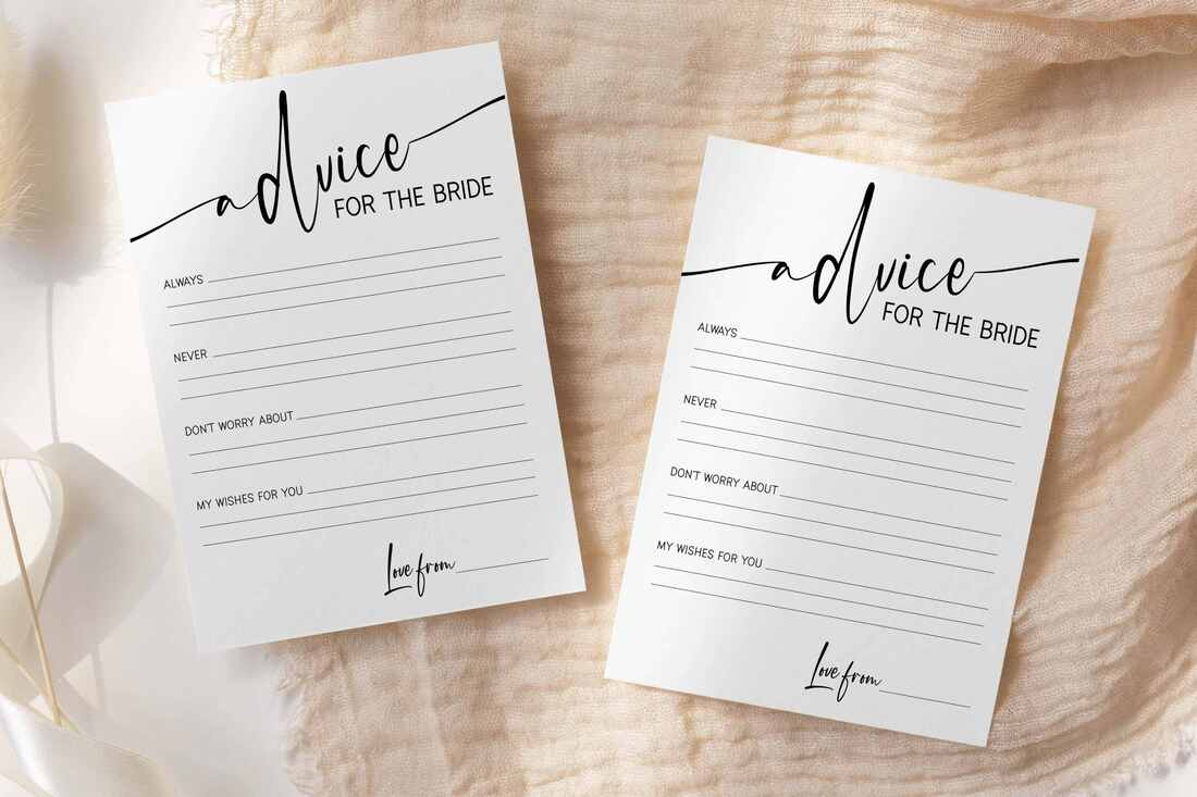 Minimalist Advice for the Bride game cards lying on a table