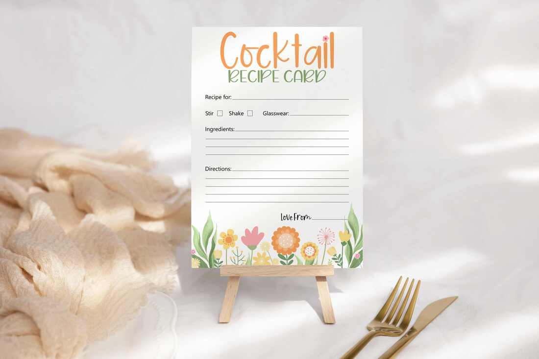 Blank cocktail recipe card - spring themed
