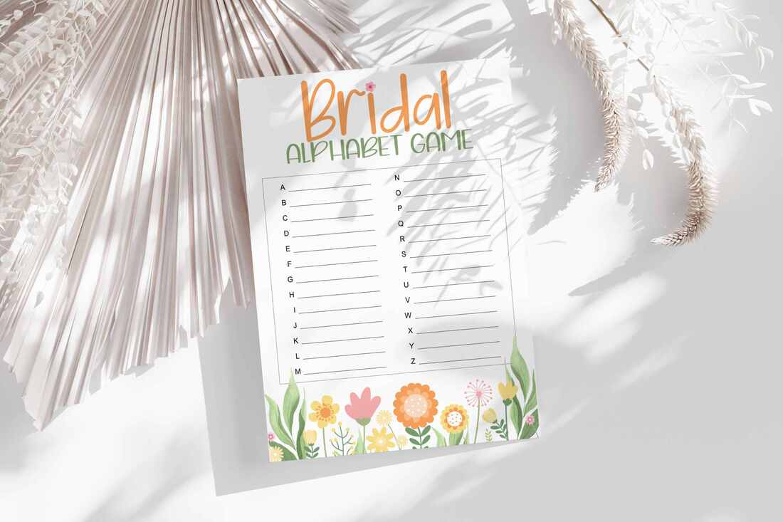 Bridal shower alphabet game - spring theme