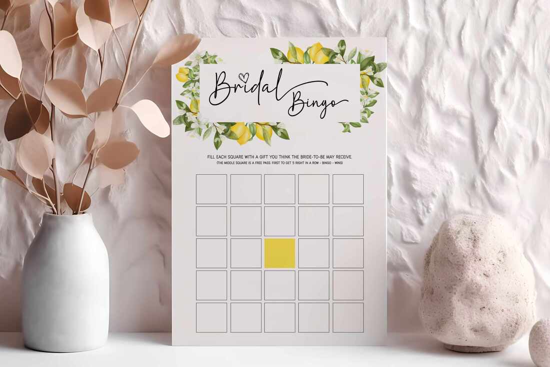 Lemon themed bridal gift bingo cards