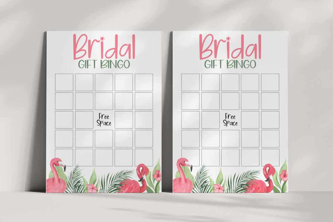 Flamingo themed bridal bingo game card