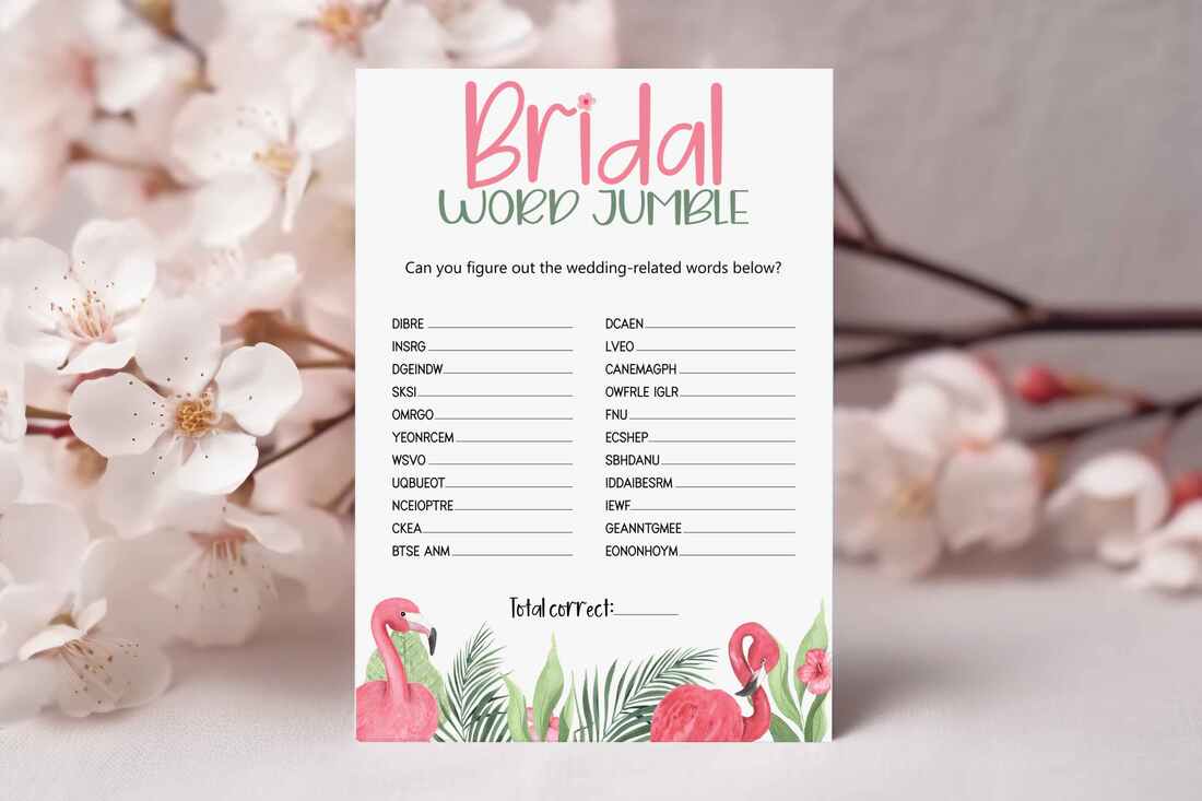 Bridal word jumble game cards