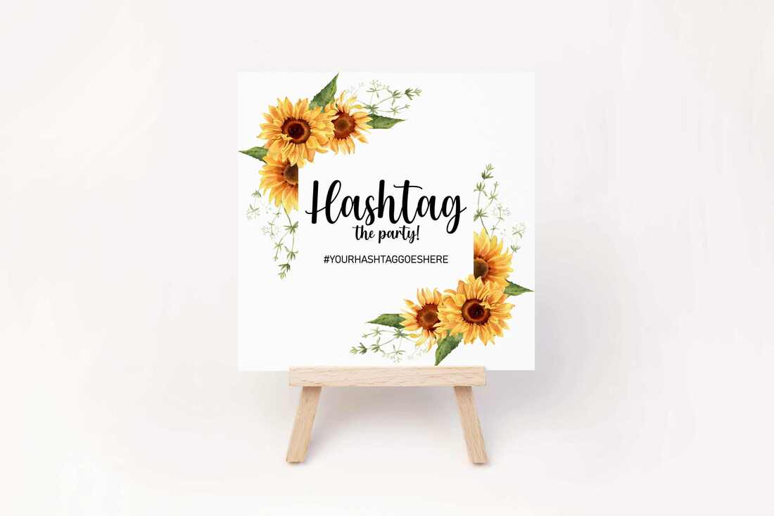 Custom Hashtag Sign - Sunflowers