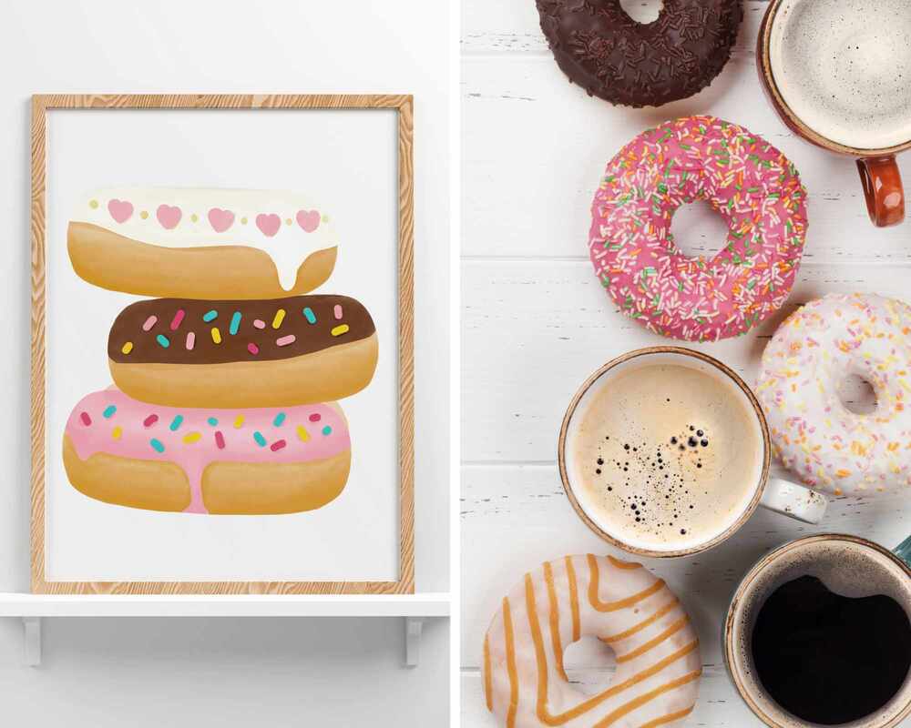 Donut favor ideas - a donut print, and a donut and coffee gift voucher