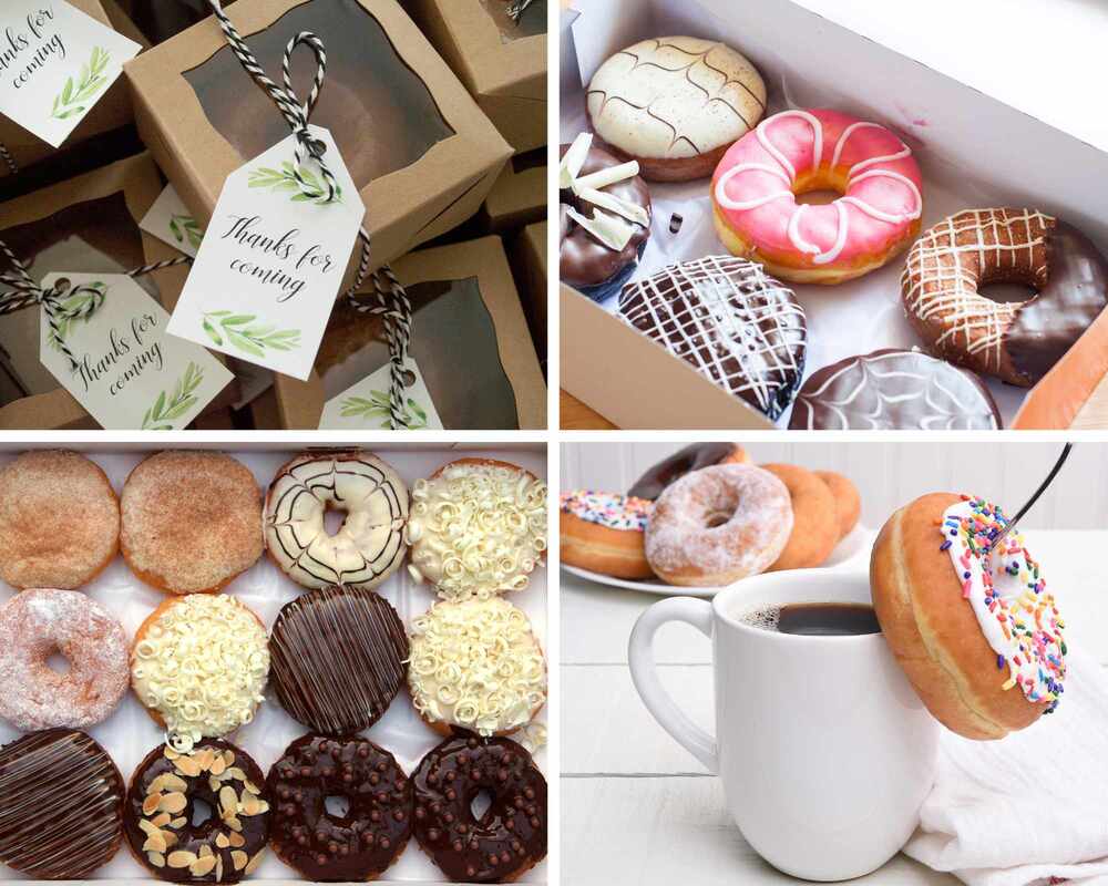 Collage of doughnut favour ideas 