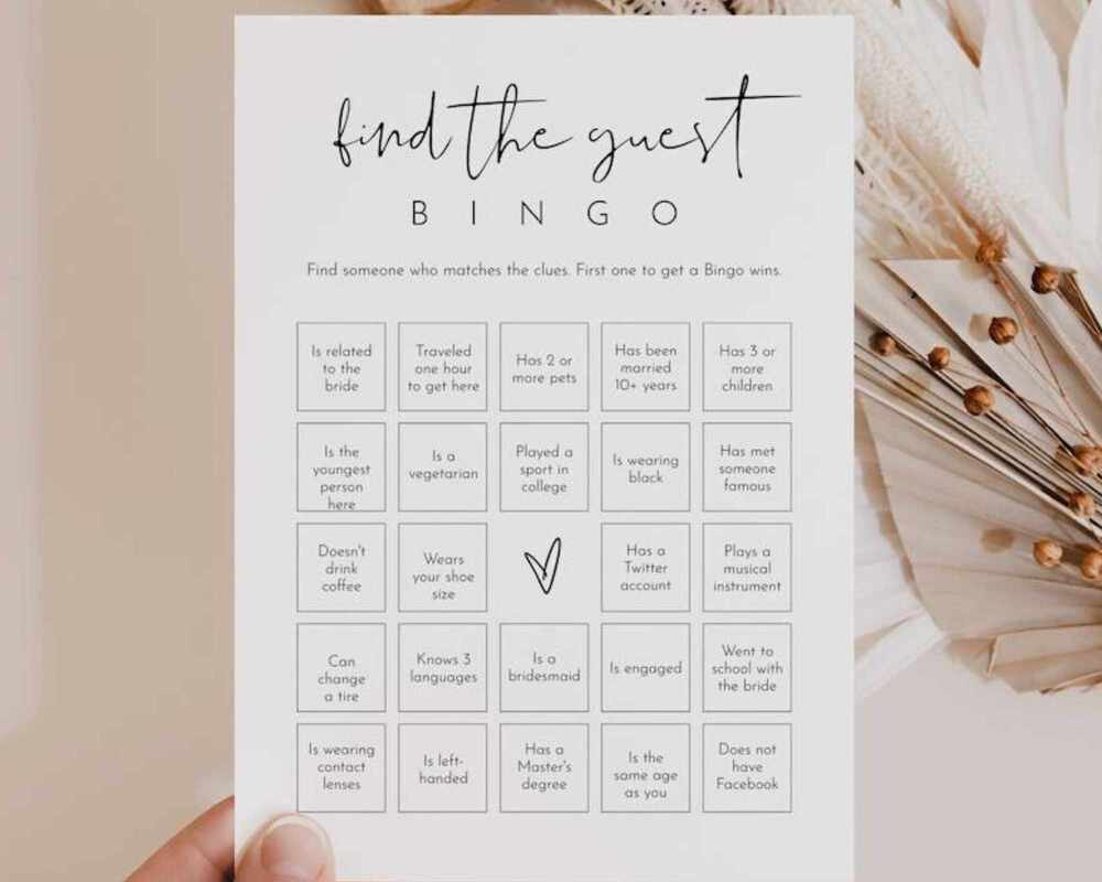 Find the Guest Bingo Printable By Minty Paperie Shop