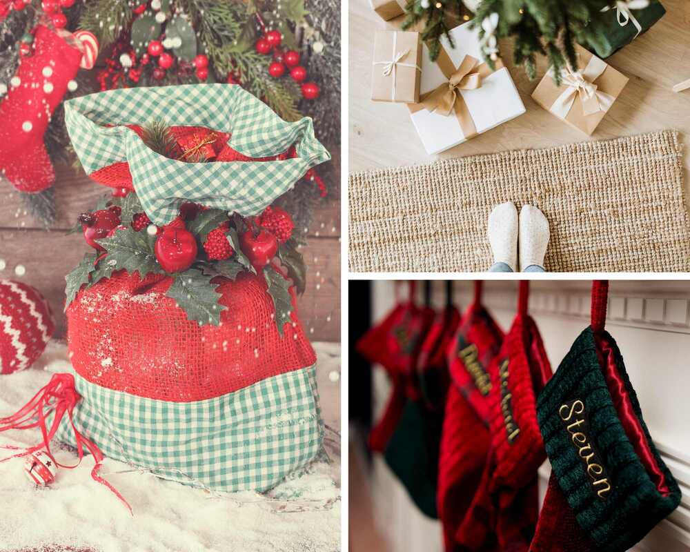 Ways to gift Christmas favors - santa sack, gifts under the tree, stockings