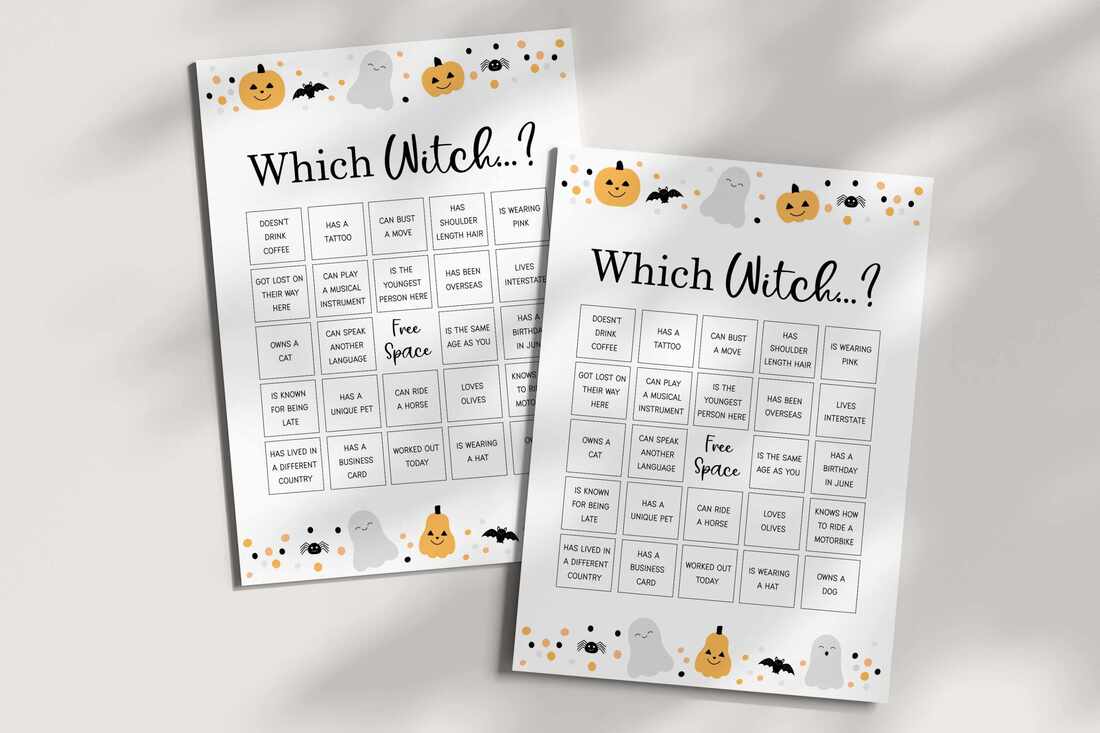 Halloween themed find the guest bingo cards