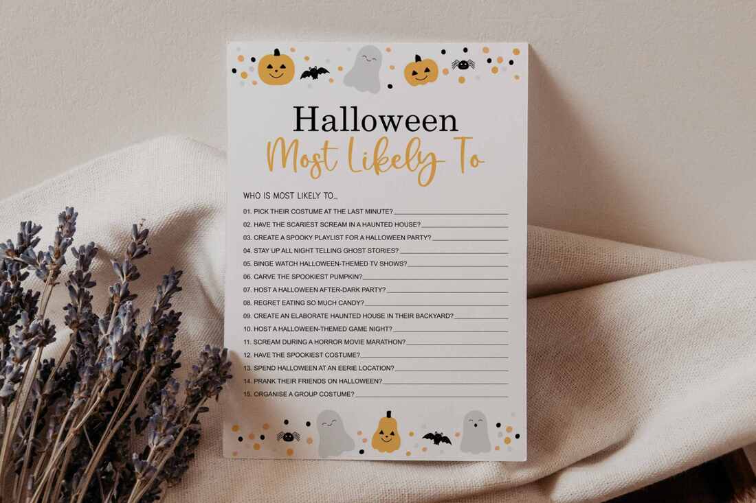 Halloween themed most likely to printables