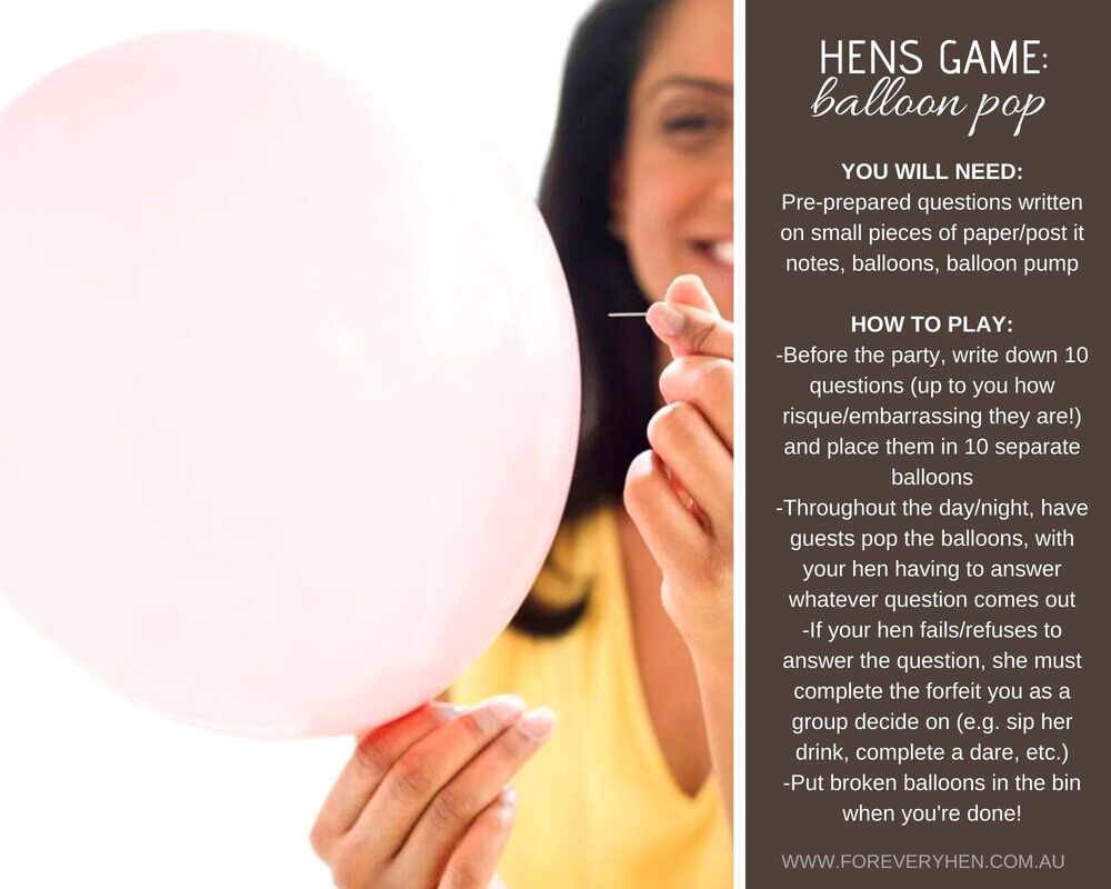 Hens Night Game Idea Instructions Balloon Pop