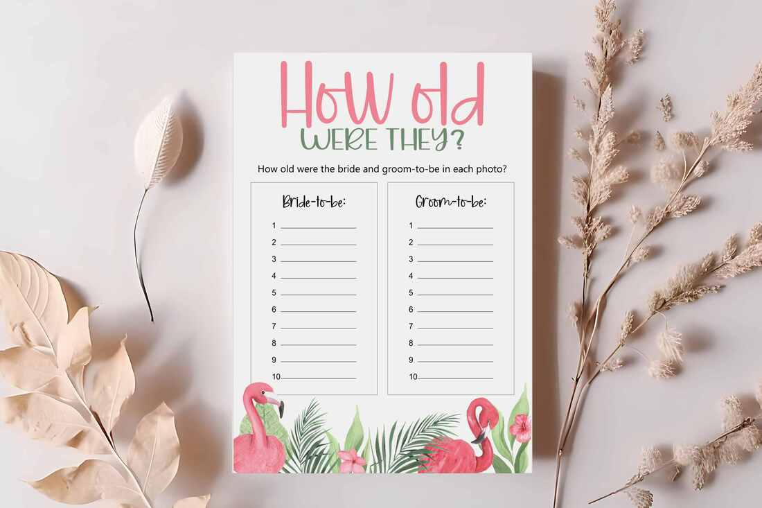 How old was the bride game printable - flamingo theme