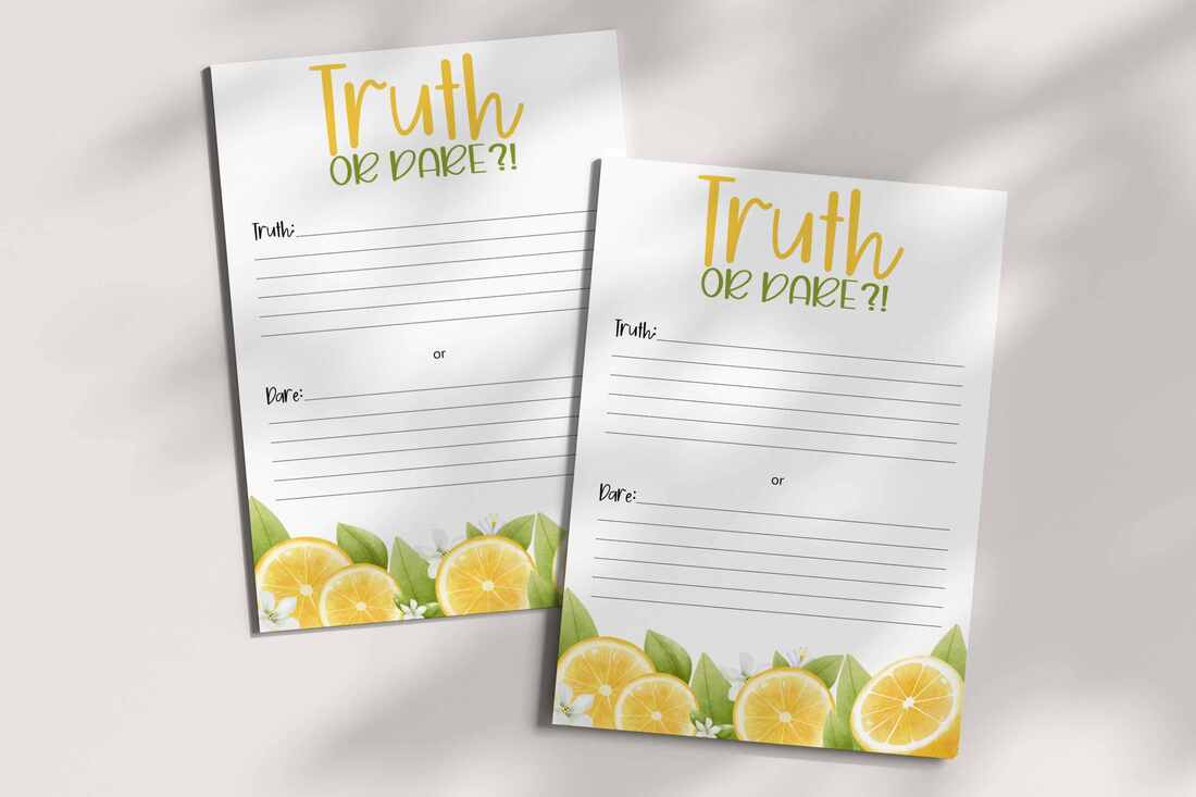Lemon Truth or Dare Game Cards