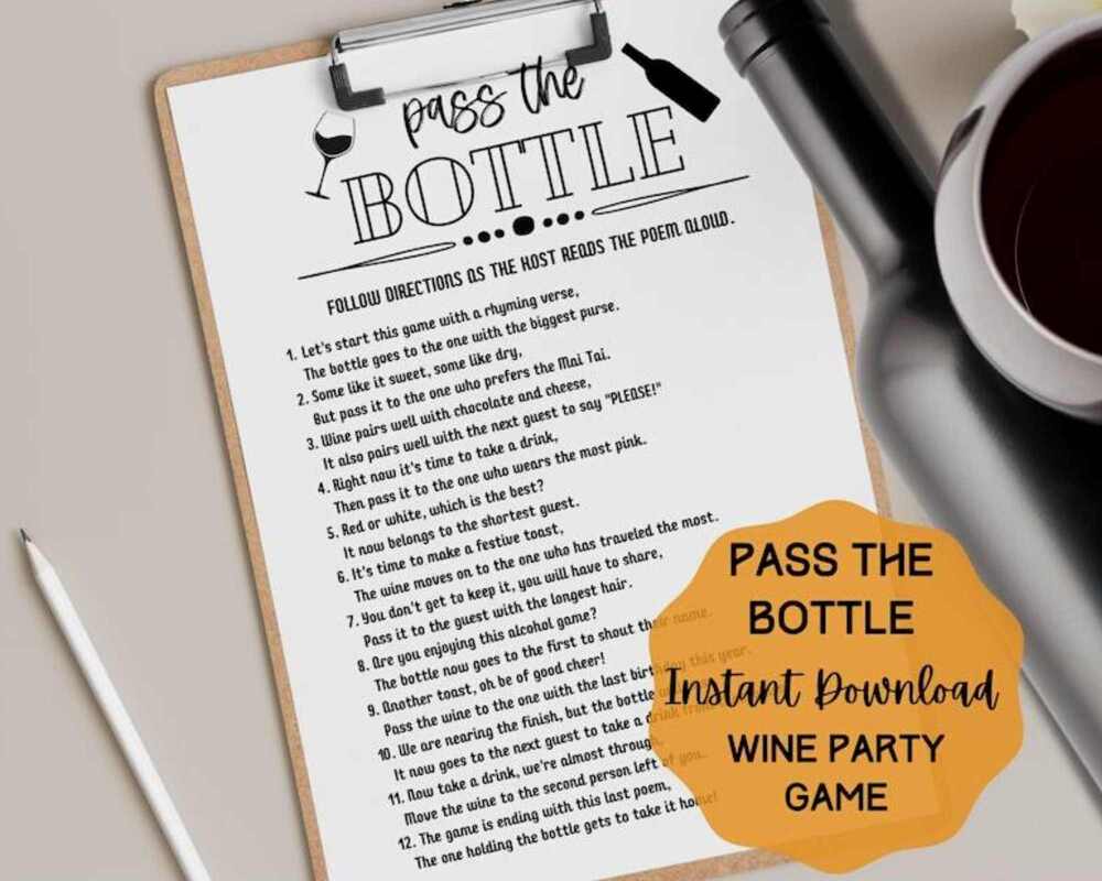 Pass the Bottle Wine Party Game