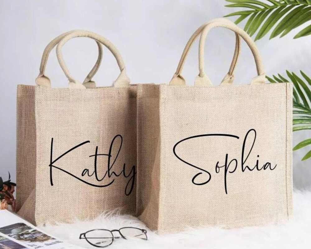 Personalised Beach Bags with a tropical background