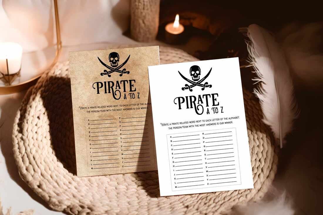 Pirate Theme A to Z game cards