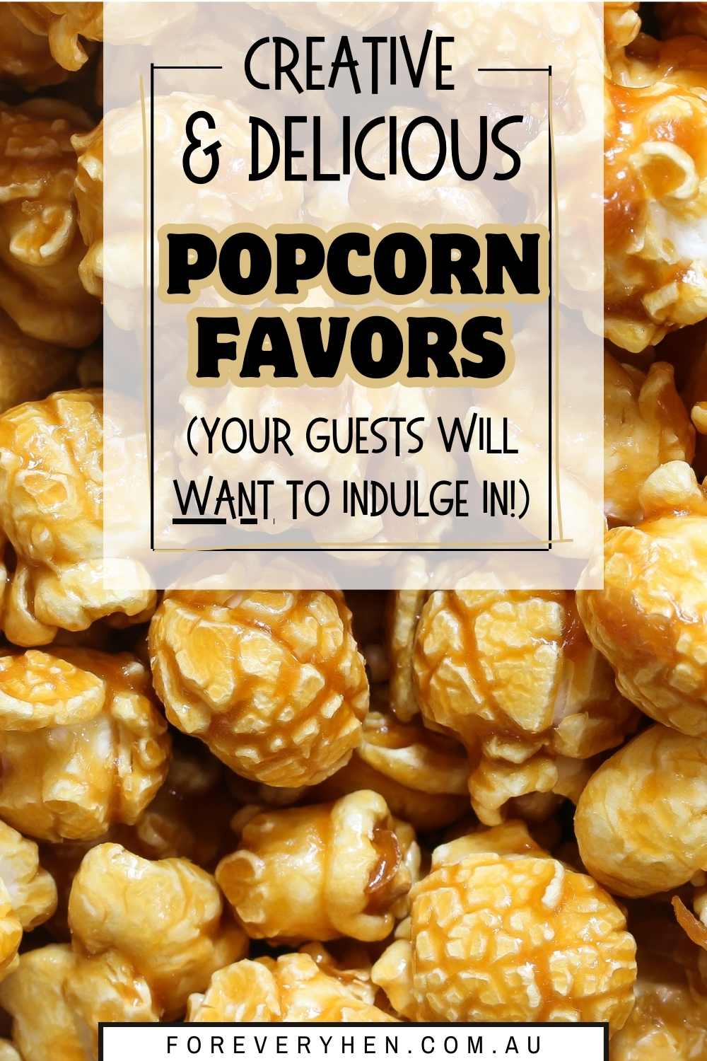 Image of popcorn in a mug, with a spoon drizzling honey on top of it. Text overlay: snack attack - popcorn favors that steal the show!