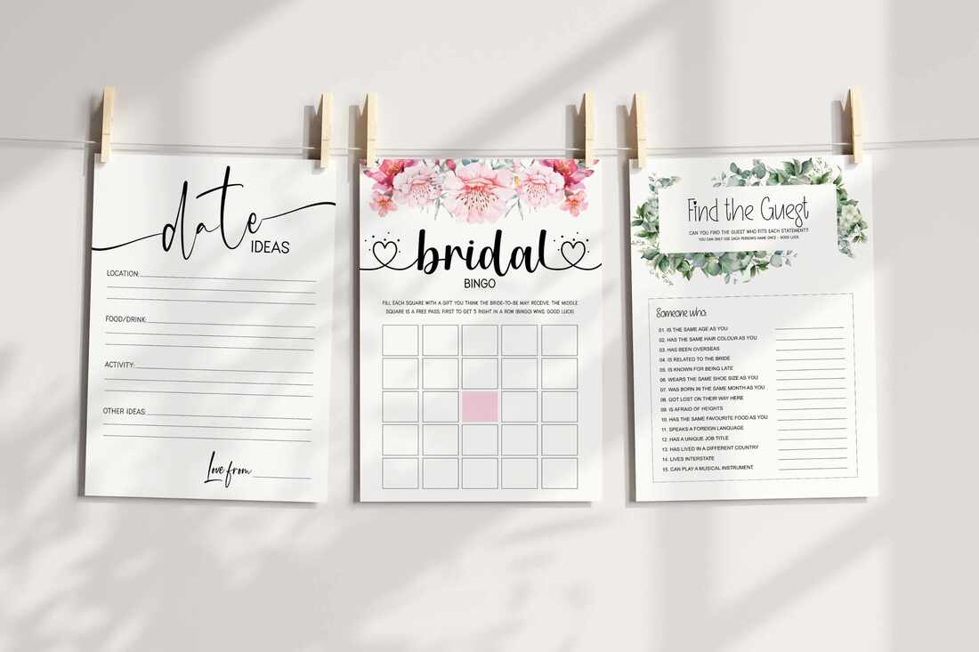 Bridal Shower Printables Pegged to a Line