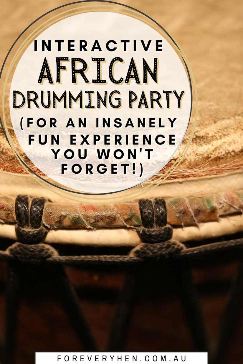 Image of an African Drum - Text overlay: Interactive African Drumming (for an insanely fun experience you won't forget)