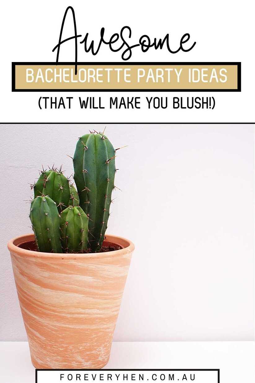 Image of a cactus in a pot. Text overlay: Awesome bachelorette party ideas (that will make you blush!)