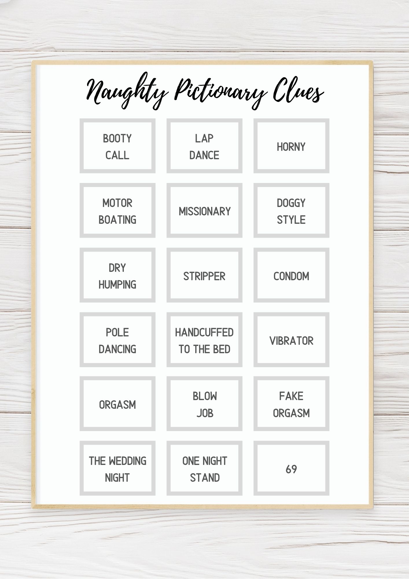 Hilariously Dirty Pictionary Words (FREE Printable!)