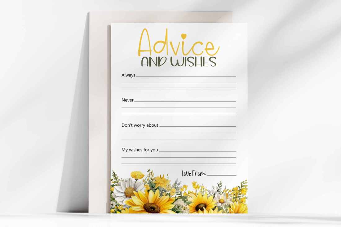 Sunflower advice and wishes game cards