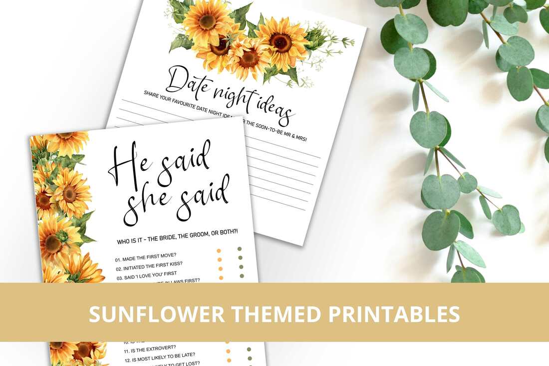 Sunflower Themed Printables
