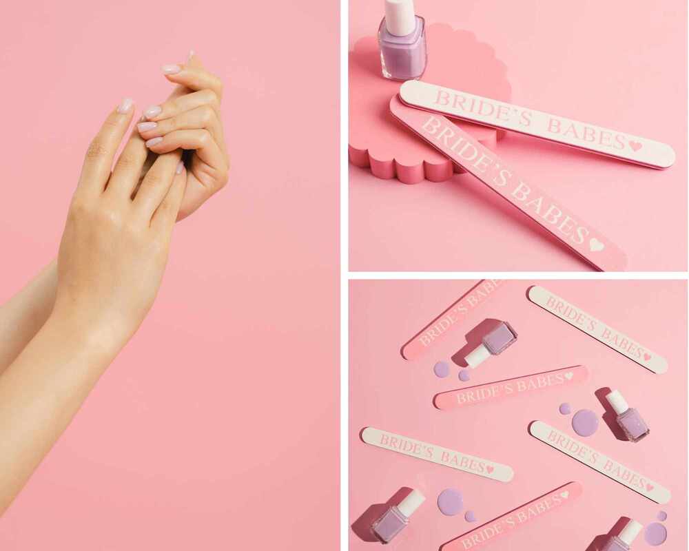 Pink Nail Files that say 'Bride's Babes' by Team Hen