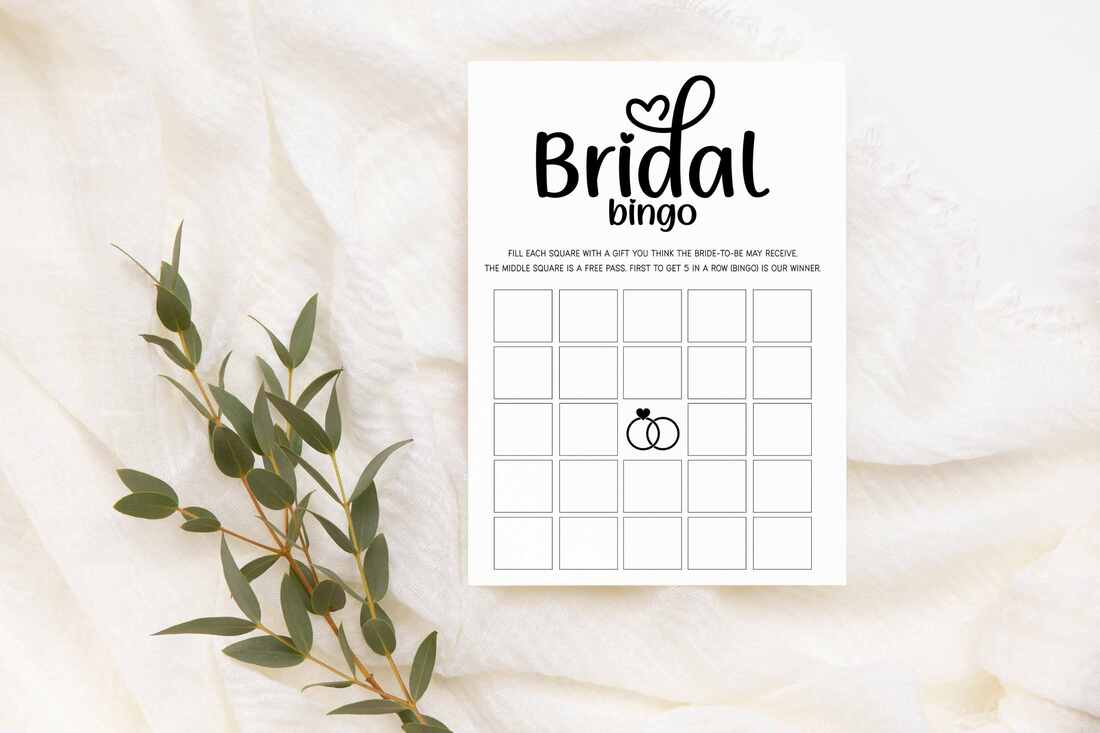 Bridal Bingo Cards featuring gum leaves. 