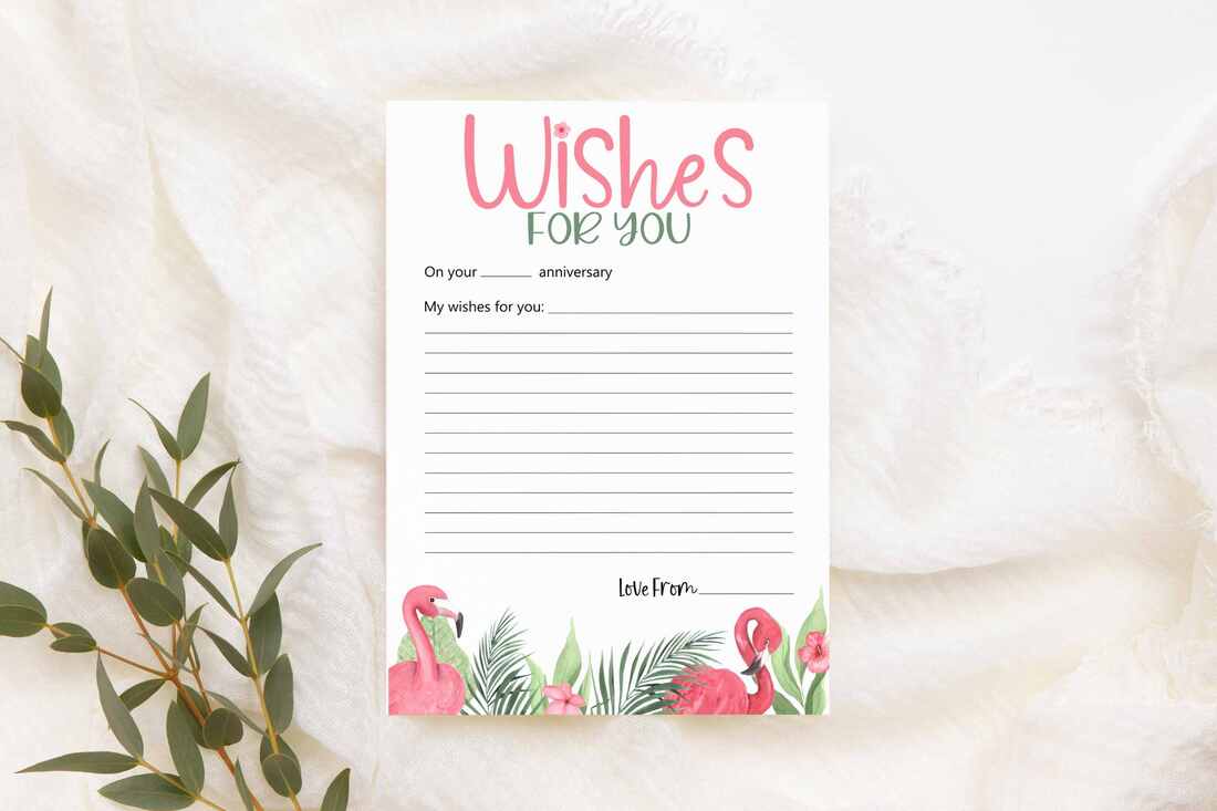 Anniversary Wishes cards with a flamingo theme